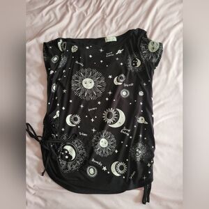 Black Celestial Print Top